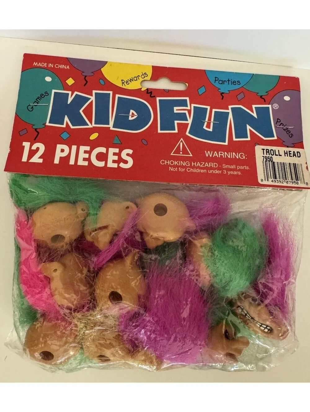 Vintage Troll Head Pencil Toppers Lot of 12 Sealed Kid Fun Party Favors NOS
